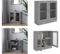 vidaXL Vitrina gris hormigón, 82,5 x 30,5 x 80 cm, material de madera - Vitrina - Vitrinas - Estantería - Estanterías