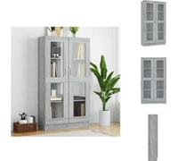 vidaXL Vitrina gris Sonoma, 82,5 x 30,5 x 150 cm, fabricada en material de madera - Estanterías y librerías