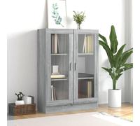 vidaXL Vitrina gris Sonoma de 82,5 x 30,5 x 115 cm, fabricada en material de madera. Vitrina, estantería expositora, librería, estantería