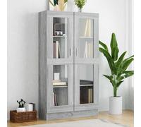 Vitrina gris Sonoma, 82,5 x 30,5 x 150 cm, fabricada en material de madera