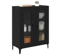 vidaXL Vitrina Roble Negro 69,5 x 34 x 90 cm, Aparador para Sala, Rectangular, Moderno, con Gran Espacio, Funcional, Armario de Madera
