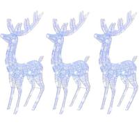 vidaXL XXL Decoración navideña de ciervo, acrílico, 250 LED, 3 unidades, 180 cm