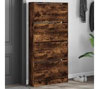 vidaXL Zapatero 4 cajones abatibles roble ahumado 80x21x163,5cm