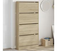 vidaXL Mueble zapatero organizador con 4 cajones abatibles y estantes, Roble Sonoma