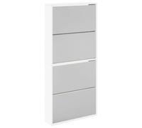 vidaXL Mueble zapatero de 4 compartimentos con espejo blanco 63x17x134 cm