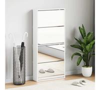 vidaXL Zapatero 4 compartimentos espejo blanco 63x17x134 cm