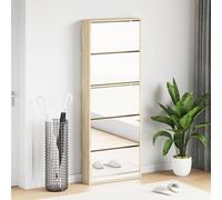 vidaXL Zapatero Rugo 5 cajones con espejo 63x17x169,5 cm Roble