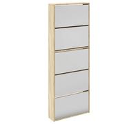 vidaXL Zapatero Rugo 5 cajones con espejo 63x17x169,5 cm Roble