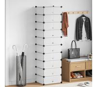 vidaXL Zapatero Apilable 10 Compartimentos Mueble Auxiliar Organizador Color Blanco, Negro,