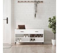 vidaXL Zapatero blanco de 102x35x55 cm, fabricado en material de madera. Zapatero, banco para zapatos, banco con espacio de almacenamiento, estante para zapatos