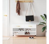 vidaXL Zapatero blanco de 102x35x55 cm, fabricado en material de madera. Zapatero, banco para zapatos, banco con espacio de almacenamiento, estante para zapatos