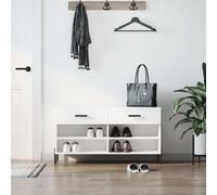 vidaXL Zapatero blanco de 102x35x55 cm, fabricado en material de madera. Zapatero, banco para zapatos, banco con espacio de almacenamiento, estante para zapatos