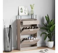 vidaXL Zapatero cajón y estante superior vidrio aspecto madera