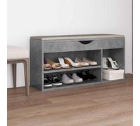 Vidaxl banco zapatero cojín contrachapada gris hormigón 104x30x49 cm