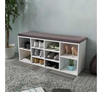 vidaXL: Zapatero, banco con espacio para sentarse, 10 compartimentos, blanco