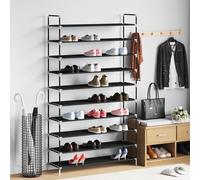 vidaXL Zapatero con 10 estantes de metal y textil no tejido negro