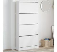 vidaXL Mueble zapatero con 4 cajones abatibles, estantes de almacenaje, para pasillo, blanco