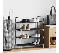 vidaXL Zapatero con 4 estantes de metal y textil no tejido negro
