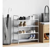 vidaXL Zapatero con 4 estantes de metal y textil no tejido plateado
