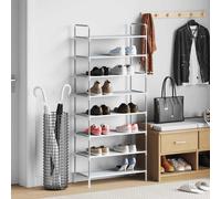 vidaXL Zapatero con 8 estantes de metal y textil no tejido plateado