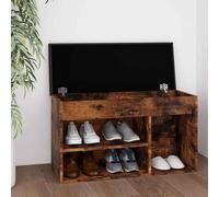 vidaXL Zapatero con cojín madera ingeniería roble ahumado