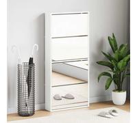 vidaXL Zapatero con espejo 4 niveles blanco brillo 63x17x134 cm