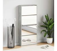vidaXL Zapatero con espejo 4 niveles gris hormigón 63x17x134 cm