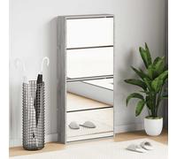 vidaXL Zapatero con espejo 4 niveles gris Sonoma 63x17x134 cm