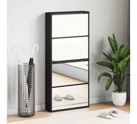 vidaXL Zapatero con espejo 4 niveles negro 63x17x134 cm
