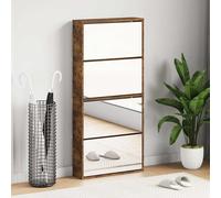 vidaXL Zapatero con espejo 4 niveles roble ahumado 63x17x134 cm