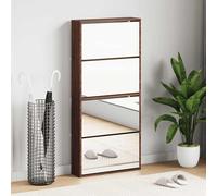 vidaXL Zapatero con espejo 4 niveles roble marrón 63x17x134 cm