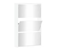 Vidaxl zapatero con espejo de 3 capas blanco brillante 63x17x102,5 cm