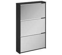 vidaXL Zapatero con Espejo de 3 Niveles Negro 63x17x102,5 cm