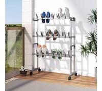 vidaXL Zapatero con ruedas plateado 66x27x100 cm
