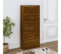 vidaXL Mueble zapatero madera contrachapada blanco brillo 63x24x147 cm en color Blanco brillante/Gris sonoma/Marrón roble y más | almacenamiento funcional diseño moderno para baño dormitorio sala