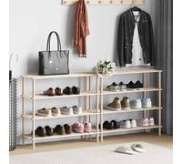 vidaXL Zapatero de 4 alturas 2 unidades madera maciza de abeto