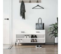 vidaXL Zapatero de alto brillo, blanco, 102x35x55 cm, fabricado en material de madera. Zapatero, bancos para zapatos, banco con espacio de almacenamiento, estante para zapatos