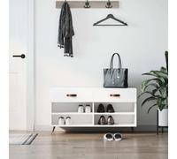vidaXL Zapatero de alto brillo, blanco, 102x35x55 cm, fabricado en material de madera. Zapatero, bancos para zapatos, banco con espacio de almacenamiento, estante para zapatos