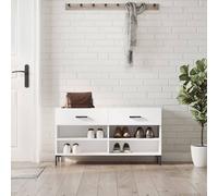 vidaXL Zapatero de alto brillo, blanco, 102x35x55 cm, fabricado en material de madera. Zapatero, bancos para zapatos, banco con espacio de almacenamiento, estante para zapatos