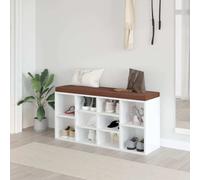 vidaXL Zapatero de alto brillo, blanco, 103x30x48 cm, fabricado en material de madera - Zapatero - Bancos para zapatos - Banco con espacio de almacenamiento - Estantería para zapatos