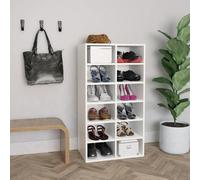 vidaXL Zapatero de madera contrachapada blanco 54x34x100,5 cm