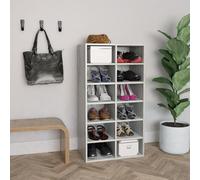 vidaXL Zapatero de madera contrachapada gris hormigón 54x34x100,5 cm
