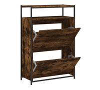 Vidaxl zapatero de madera contrachapada roble ahumado 75x34x112 cm