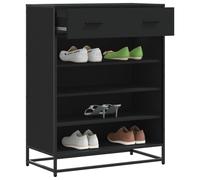 vidaXL Zapatero de madera de ingeniería y metal negro 75x38x97,5 cm