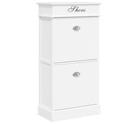 vidaXL Mueble Zapatero Madera de Paulownia 50x28x58cm Mobiliario Hogar Color Blanco, Gris, Marrón