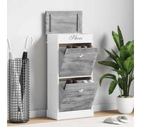 vidaXL Mueble Zapatero Madera de Paulownia 50x28x58cm Mobiliario Hogar Color Blanco, Gris, Marrón