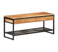 vidaXL Banco zapatero de madera maciza de acacia y hierro 110x35x45 cm