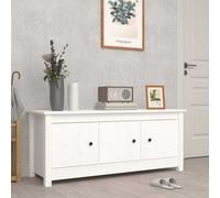 vidaXL Zapatero de madera maciza de pino blanco 110x38x45,5 cm