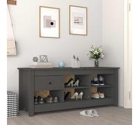 vidaXL Zapatero de madera maciza de pino gris 110x38x45,5 cm