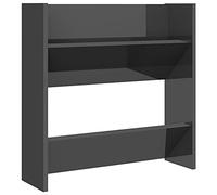 vidaXL Zapatero de Pared Colgante Organizador de Zapatos Armario Pasillo Almacenaje Estantería Muebles de Contrachapada Gris Brillante 60x18x60 cm